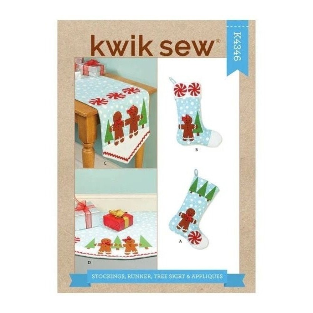 Kwik Sew Sewing Pattern 10855 4346 Holiday Table Runner Stockings Skirt